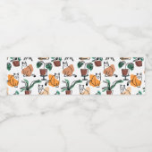 Lijntekenkat en bloemen waterfles etiket (Enkel label)