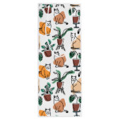 Lijntekenkat en bloemen wijn cadeautas (Achterkant)