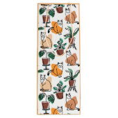 Lijntekenkat en bloemen wijn cadeautas (Achterkant)