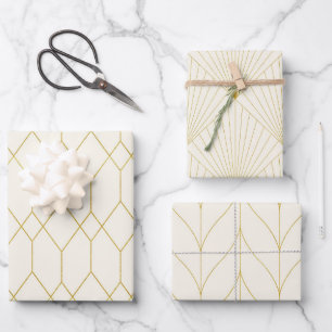 lijntekenpatroon voor Glam Gold Art Deco Inpakpapier Vel