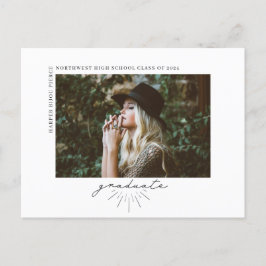 Lijntekenscript Afstuderen horizontale foto Announ Briefkaart