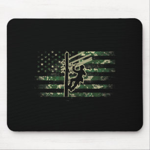 Lijnwerker Amerikaanse vlag elektrische kabel lijn Muismat