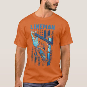 Lijnwerker Amerikaanse vlag Elektrische kabel Lijn T-shirt
