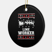 Lijnwerker - Lineman Ugly kerstsweater Keramisch Ornament (Links)