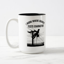 Lijnwerker Silhouet Minimalistische Elektrotechnic Tweekleurige Koffiemok
