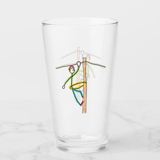 Lijnwerker Stickman Glas (Voorkant)