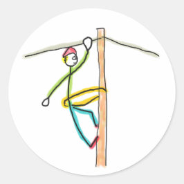 Lijnwerker Stickman Ronde Sticker