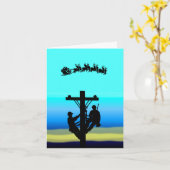 Lijnwerkers op Poll Silhouette Kerstkaart Kaart (Gele Bloem)