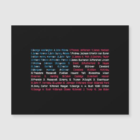 Lijst 46 Amerikaanse Presidenten van de Verenigde  (Voorkant)