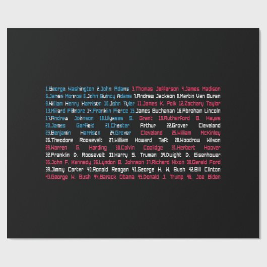 Lijst 46 Amerikaanse Presidenten van de Verenigde Cadeaupapier (Vlak)