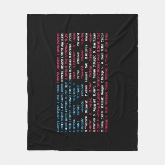 Lijst 46 Amerikaanse Presidenten van de Verenigde Fleece Deken (Voorkant)