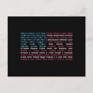 Lijst 46 Amerikaanse Presidenten van de Verenigde  Informatiekaartje