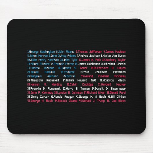 Lijst 46 Amerikaanse Presidenten van de Verenigde  Muismat (Voorkant)