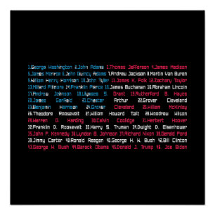 Lijst 46 Amerikaanse Presidenten van de Verenigde  Perfect Poster