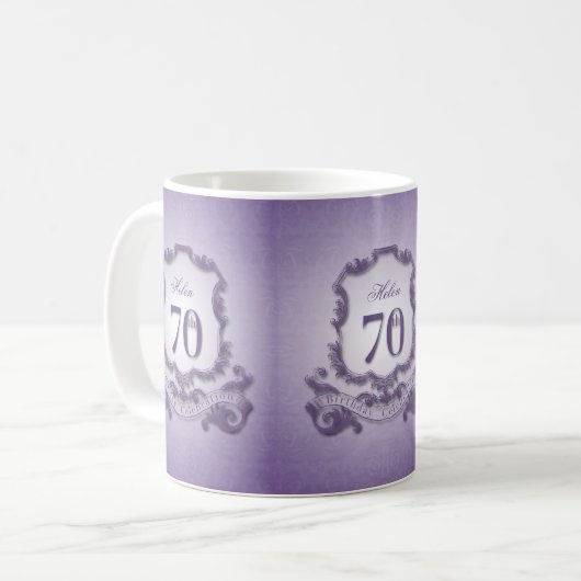 Lijst 70e verjaardag Mok op feestdag (Voorkant links)