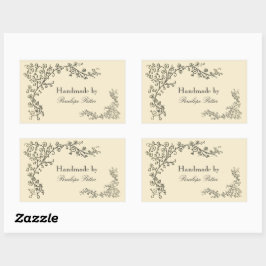 Lijst aan de Floral grens Handgemaakt door Jouw n Rechthoekige Sticker