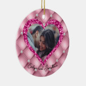 Lijst Aangepast fotoroze kussen en diamanten Keramisch Ornament (Rechts)