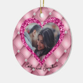 Lijst Aangepast fotoroze kussen en diamanten Keramisch Ornament (Links)