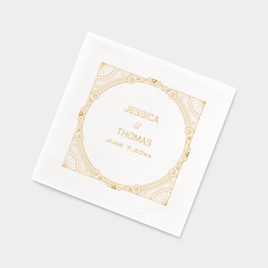  Lijst Art Deco Bruid Bruidegom Datum Huwelijk Folie Servetten (Links)