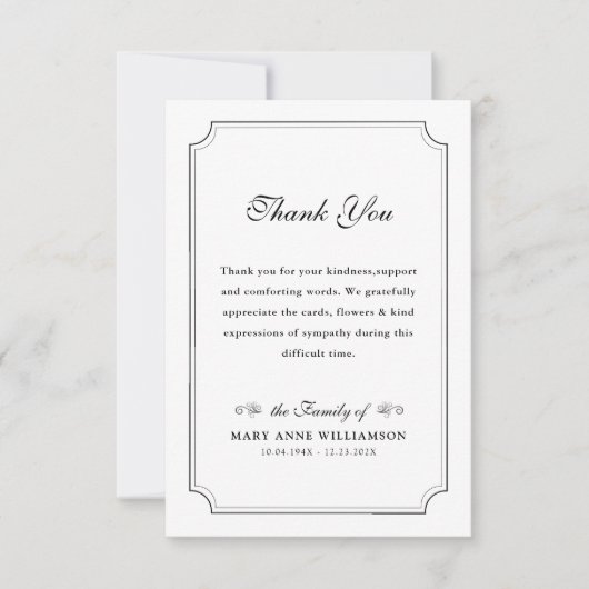  lijst begrafenis dank u nota bedankkaart (Voorkant)