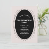 Lijst Beige Black Housewarming Invitation Kaart (Staand voorkant)