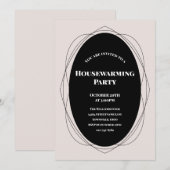 Lijst Beige Black Housewarming Invitation Kaart (Voorkant / Achterkant)