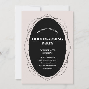 Lijst Beige Black Housewarming Invitation Kaart