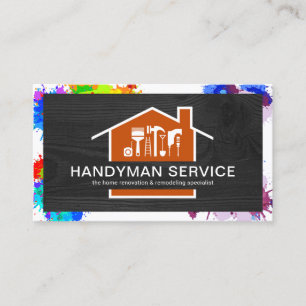 Lijst Black Timber Paint Splatter Visitekaartje