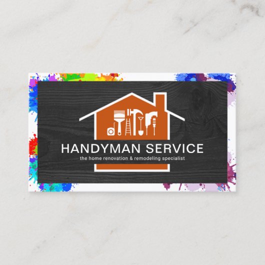 Lijst Black Timber Paint Splatter Visitekaartje (Voorkant)