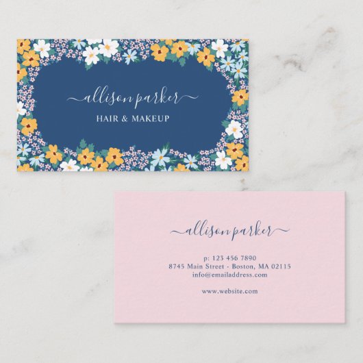 Lijst Blauw Geel Witte Meadow Flowers Visitekaartje (Voorkant / Achterkant)