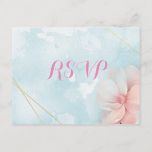 Lijst blauwe waterverf RSVP Briefkaart