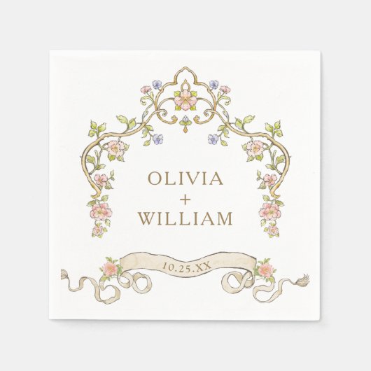 Lijst Bohemian Flowers Bruiloft Servet (Voorkant)