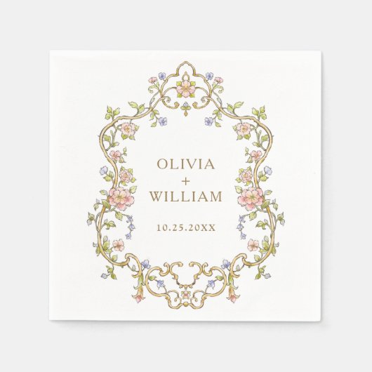 Lijst Bohemian Flowers Bruiloft Servet (Voorkant)