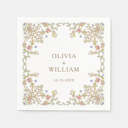 Lijst Bohemian Flowers Bruiloft Servet (Voorkant)