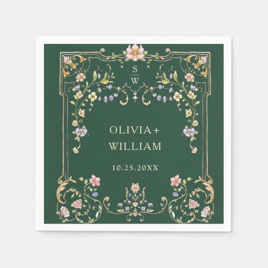   Lijst Bohemian Flowers Bruiloft Servet (Voorkant)