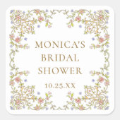   Lijst Bohemian Flowers Bruiloft Vierkante Sticker (Voorkant)