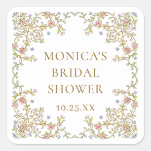   Lijst Bohemian Flowers Bruiloft Vierkante Sticker