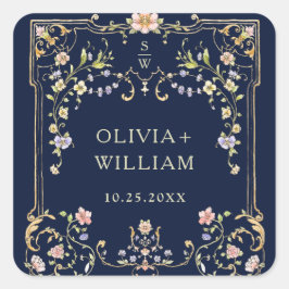   Lijst Bohemian Flowers Bruiloft Vierkante Sticker