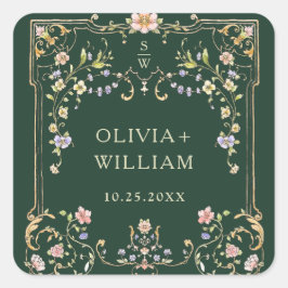   Lijst Bohemian Flowers Bruiloft Vierkante Sticker