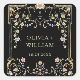   Lijst Bohemian Flowers Bruiloft Vierkante Sticker