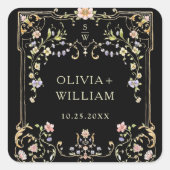   Lijst Bohemian Flowers Bruiloft Vierkante Sticker (Voorkant)