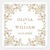   Lijst Bohemian Flowers Bruiloft Vierkante Sticker (Voorkant)