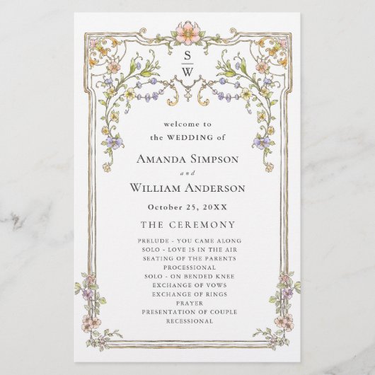   Lijst Boho bruiloft ceremonie programma (Voorkant)