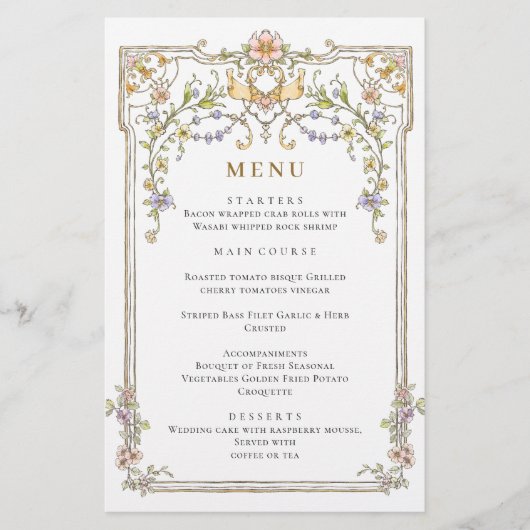   Lijst Boho Bruiloft Diner Menu (Voorkant)