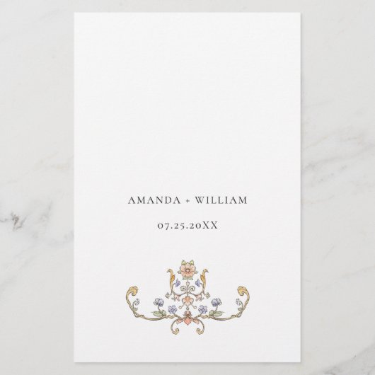   Lijst Boho Bruiloft Diner Menu (Achterkant)