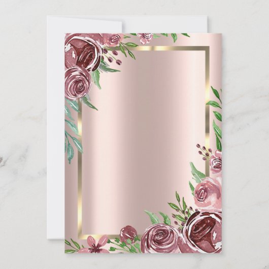 Lijst, Bourgogne Rozen Jurk Roos Goud Quinceanera Kaart (Achterkant)