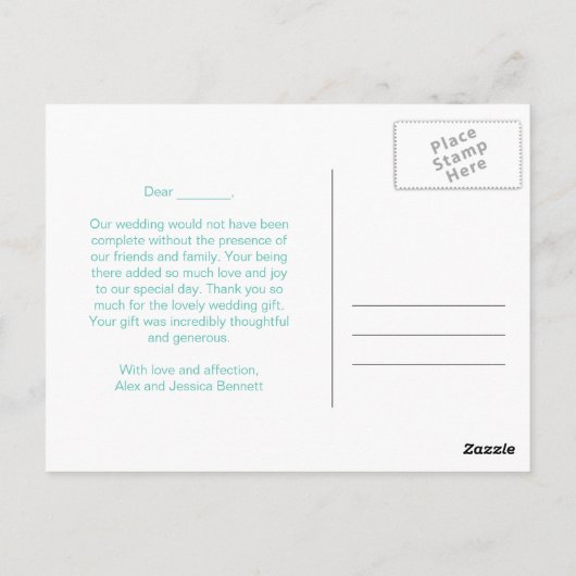 Lijst bruiloft Hartelijk dank Briefkaart (Achterkant)