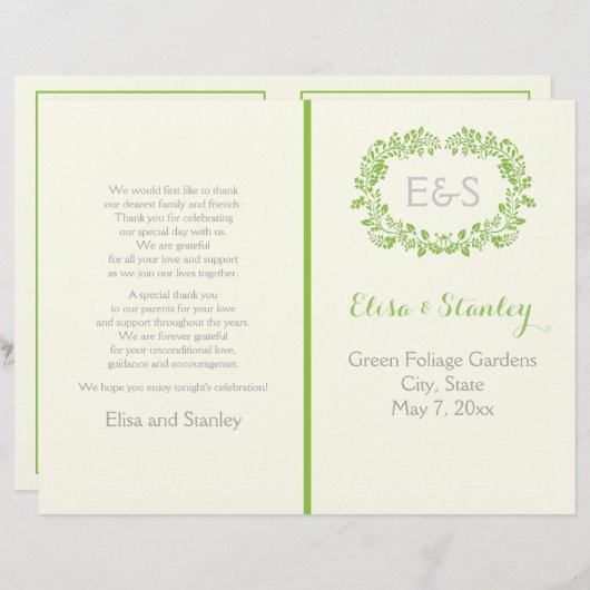 Lijst bruiloft lentegroonblad (Voorkant / Achterkant)