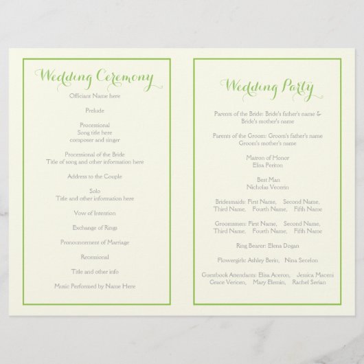 Lijst bruiloft lentegroonblad (Achterkant)