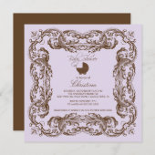  Lijst Bruin Lila Baby shower Uitnodiging (Voorkant / Achterkant)